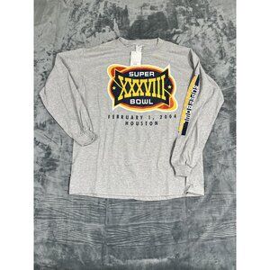 NWT Vintage NFL Super Bowl  Long Sleeve Shirt Large Gray Houston 2004